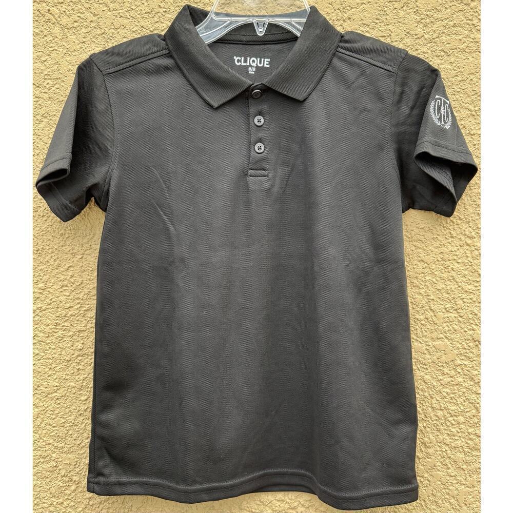 Polo Black Golf Shirt Youth Large Logo Sleeve NWOT